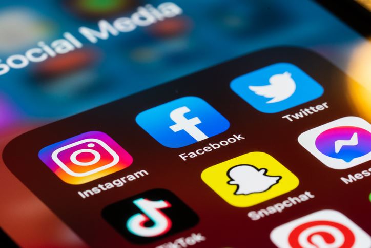 Social media apps on smartphone screen